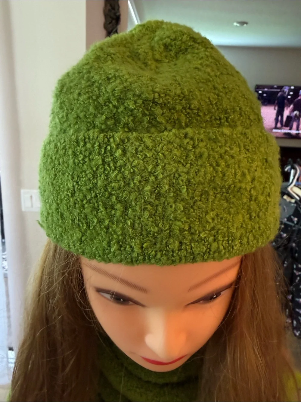 Moda International Olive Green Knit Sweater, Scarf, Beanie & Gloves Set